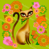 Image 1 of Mod Flower Kitty Full Size Diamond Painting by Miss Fluff