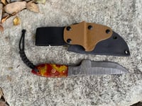 Image 3 of Damascus knife with Kydex sheath on 