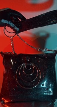 Image 3 of BLACK HOLE | LIMITED EDITION | BLACK GLITTER VINYL O RING CHAINED PURSE