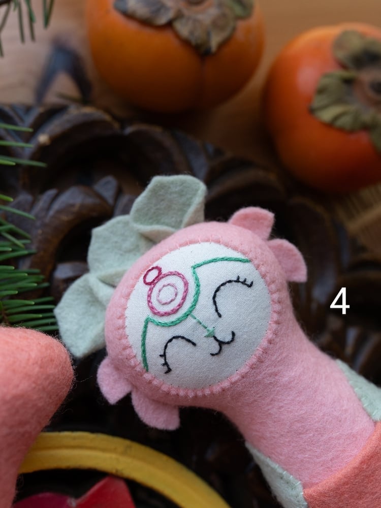 Image of Pink and Salmon Wool Felt Space Friends