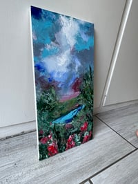 Image 2 of “I’m so happy you are here” acrylic on wood 10 x 20”