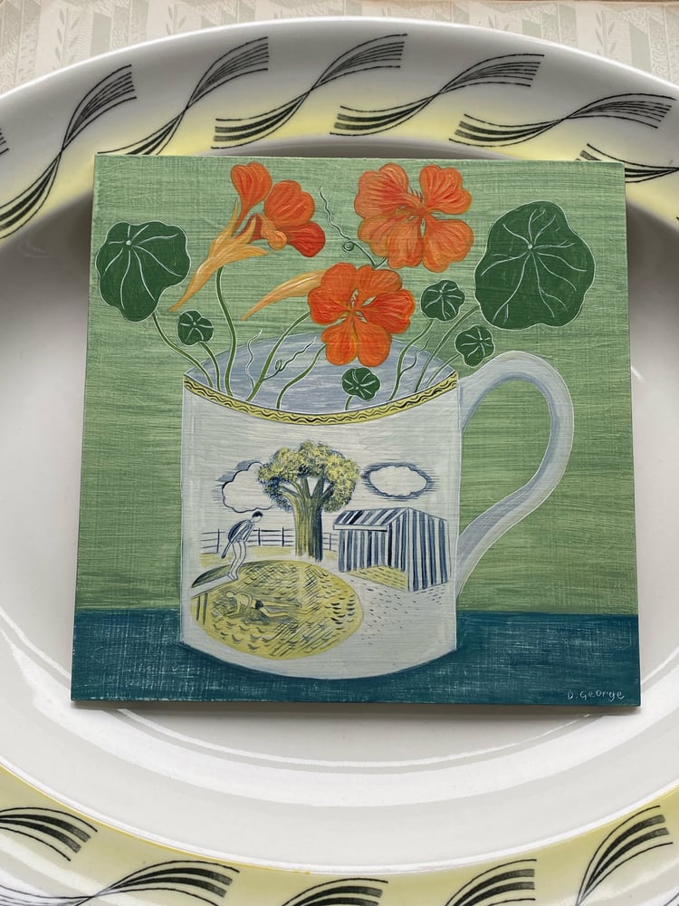 Image of Wild swimming cup and Nasturtiums 