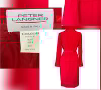 Image 9 of Peter Langner Designer Italian Red Wool Women’s Tailored Jacket & Skirt Size 8  