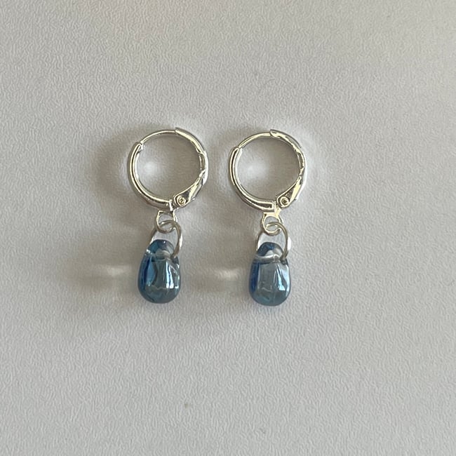 sea blue glass teardrop earrings