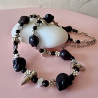 Image 4 of Black Skulls, Flowers, Spikes and Hearts One of a Kind Necklace