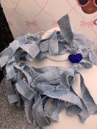Image 3 of Denim Tassel Hoop   Earrings