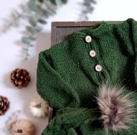 Image 3 of Newborn knitted set for photo shoots | green