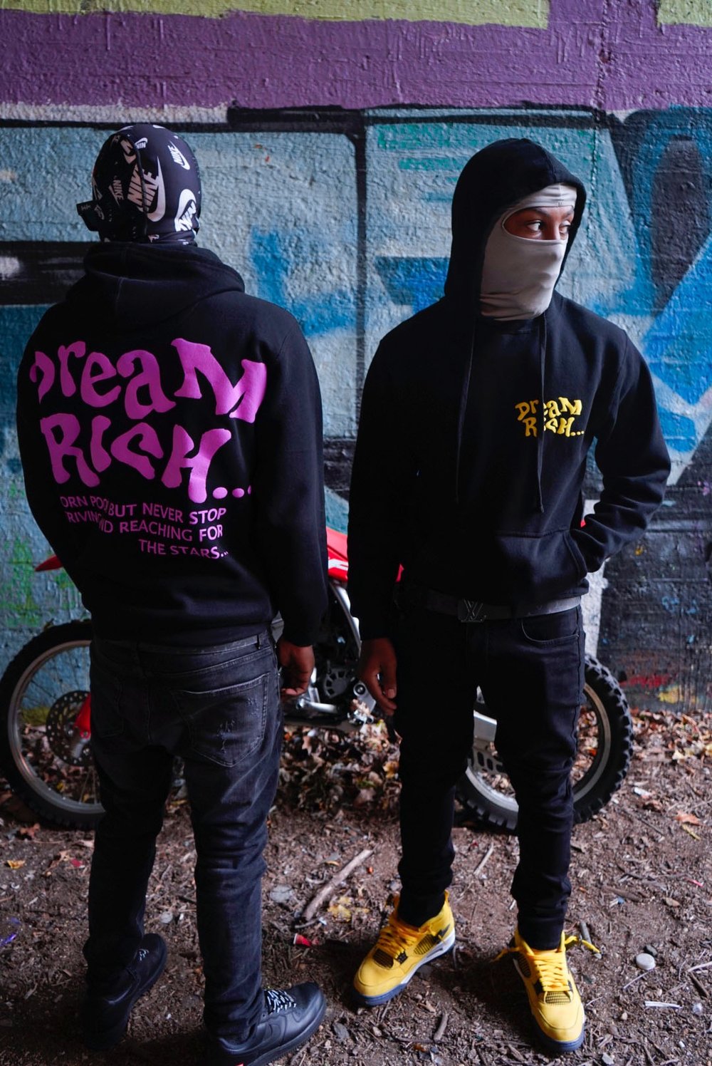 DREAM RICH HOODIE // PURPLE &YELLOW PRINT