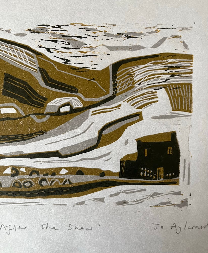 Image of After the snow,  reduction Lino print. 