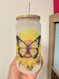 Yellow Butterfly Glass Can
