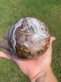 Image 15 of Amethyst With Mexican Lace Agate Sphere #651