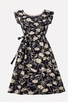 Ready Made Navy Rayon Floral Midi Dress with free postage 