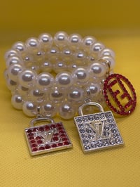 Image 3 of Stackable Pearl Bracelets with Designer-Inspired Charms