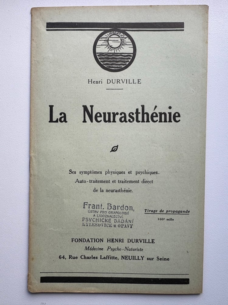 Image of Original Book from Library of Franz Bardon - Durville: La Neurasthénie