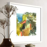 Image 6 of View from above Kalami watercolour unframed painting 