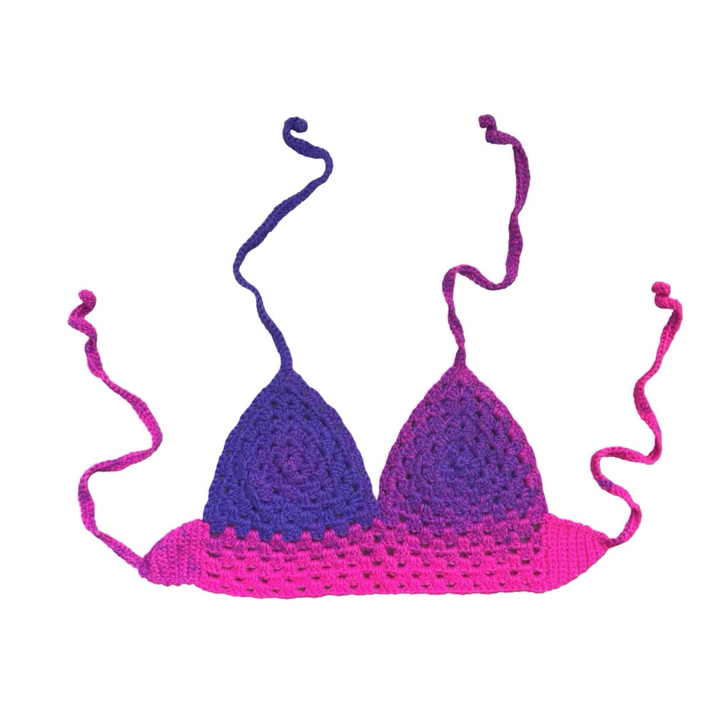 Purple Pink Ombré Crochet Top CelineCollection - Main Image