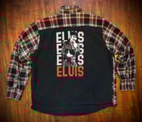 Upcycled “Elvis/Tiger Man” t-shirt flannel