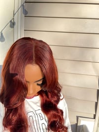 Image 3 of "FLAME" 22 inch REDDISH BROWN 5X5 LACE CLOSURE WIG with LAYERS 