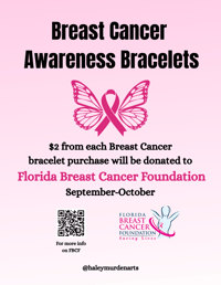 Image 2 of Breast Cancer Beaded Word Charm Bracelet