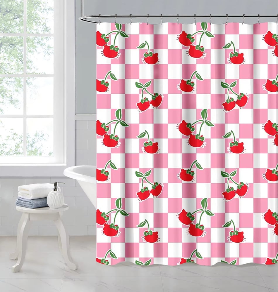 Image of Cherry Kitty Shower Curtain