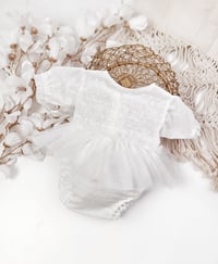 Image 4 of Newborn girls body-dress for photoshoots | Bessie | white