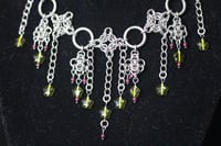 Image 5 of green glass stars and garnet multi diamond chain necklace