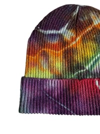 Image 6 of Adult Knit Cuff Beanie in Rainbow Geode Ice Dye