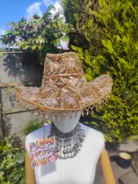 Image 1 of Dolly cowboy hat - recycled sari fabric Brown