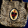 Black  or red Sacred Heart Bag with cheetah cotton fabric