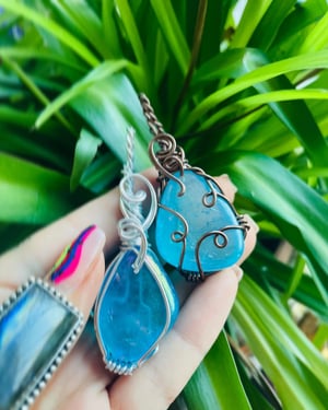 Image of Aqua Aura hand made necklace 