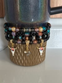 Image 1 of Western Glam Black and Gold Tumbler Bracelet Stack