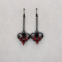 Blood Moon Chainmaille Heart Earrings