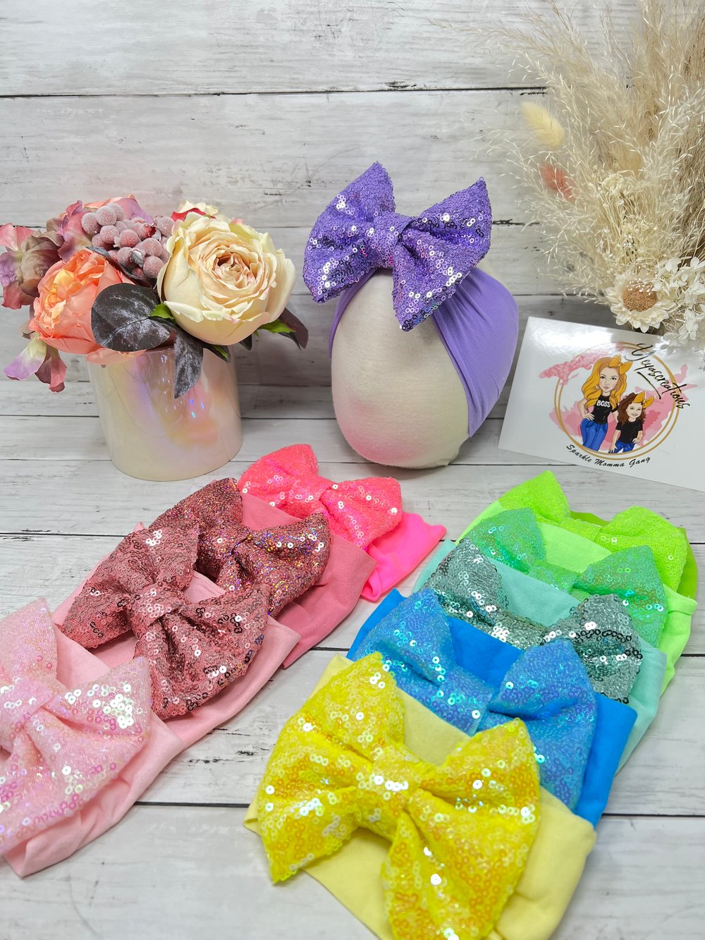 Image of Sparkle classic bow nylon headbands 