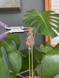 Image 3 of Gold Labradorite Sunset Teardrop Crystal Necklace