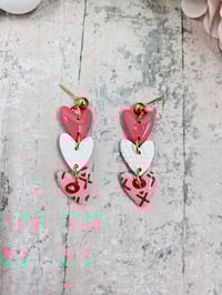 Image 2 of Triple Heart Drop Earrings