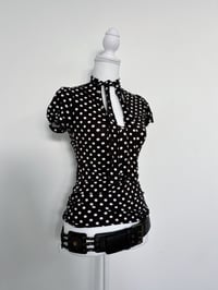 Image 1 of 00s Black polka dot top // S