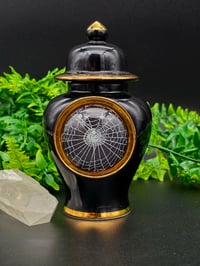 Image 1 of Black And Gold URN with Real Preserved Web - Black 1