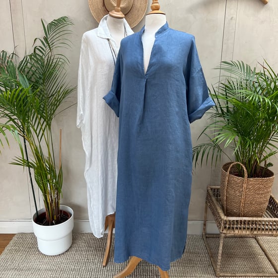 Image of Robe en lin Cybèle Bleu Orage