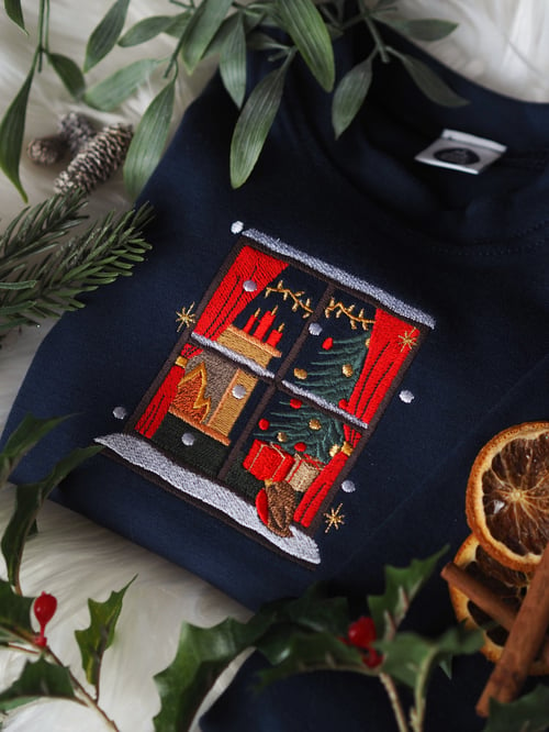 Image of Cosying Up For Christmas - Long Sleeve Navy Tee