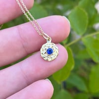 Image 1 of Gold Wreath Charm, Dark Blue Sapphire
