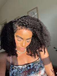 Image 9 of 18 inch 8x5 AFRO JERRY CURLY LACE CLOSURE WIG with NEWBORN 4C EDGES