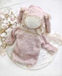 Image 1 of Newborn set for photoshoot | bunny | dusty pink | girls photo props
