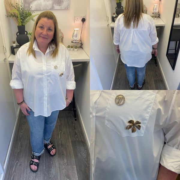 Image of White Shirt With Pocket Pins