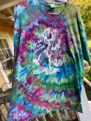 Image of 2XL Godzilla Be Gay Do Crime Tie Dye Shirt 2