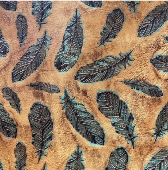 Tall Cowhide Plumas Sepia Turquoise Women’s Moccasin