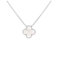 Image 1 of Silver&White Clover Necklace