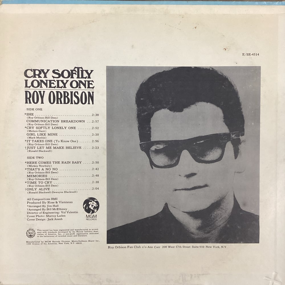 Roy Orbison - Cry Softly Lonely One