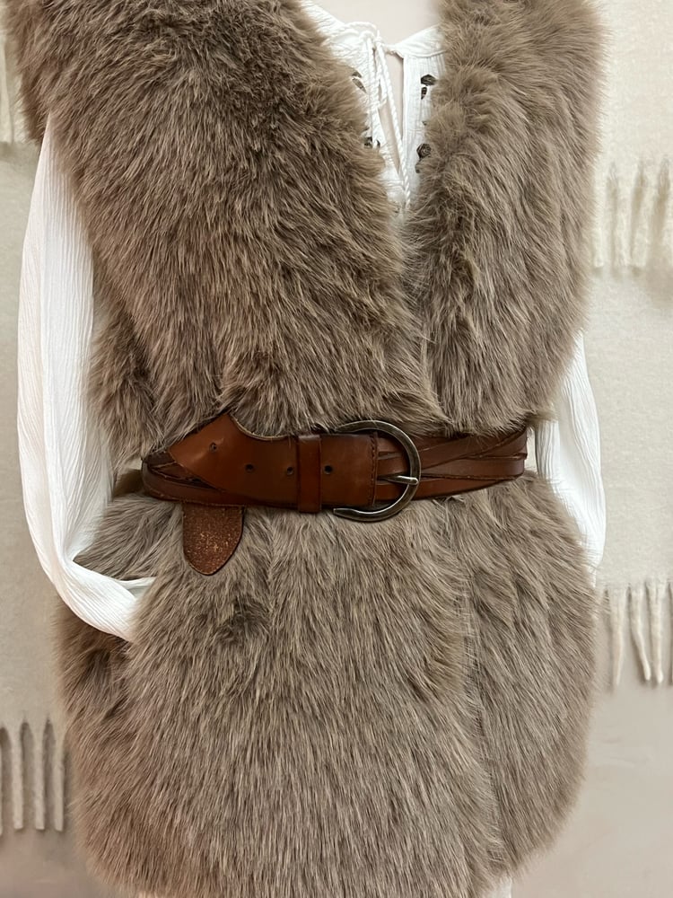 Image of Veste en fourrure synthétique poils longs Taupe T.U. 