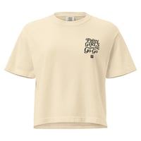 Image 4 of LOVEDCGOGO " PRETTY GIRLS LOVE" Embroidered Women’s heavyweight boxy tee (see color options)