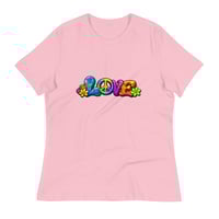 Image 5 of Women's Relaxed T-Shirt, Love, Peace and Flowers Hippie Flower Power Tee